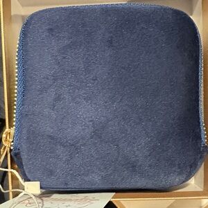 Double layer jewelry pouch. Navy blue with gold zipper. In gift box. New!